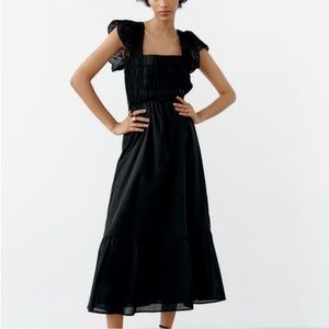 ZARA eyelet open work midi dress